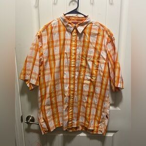 Vibrant Orange Checkered Men's Shirt